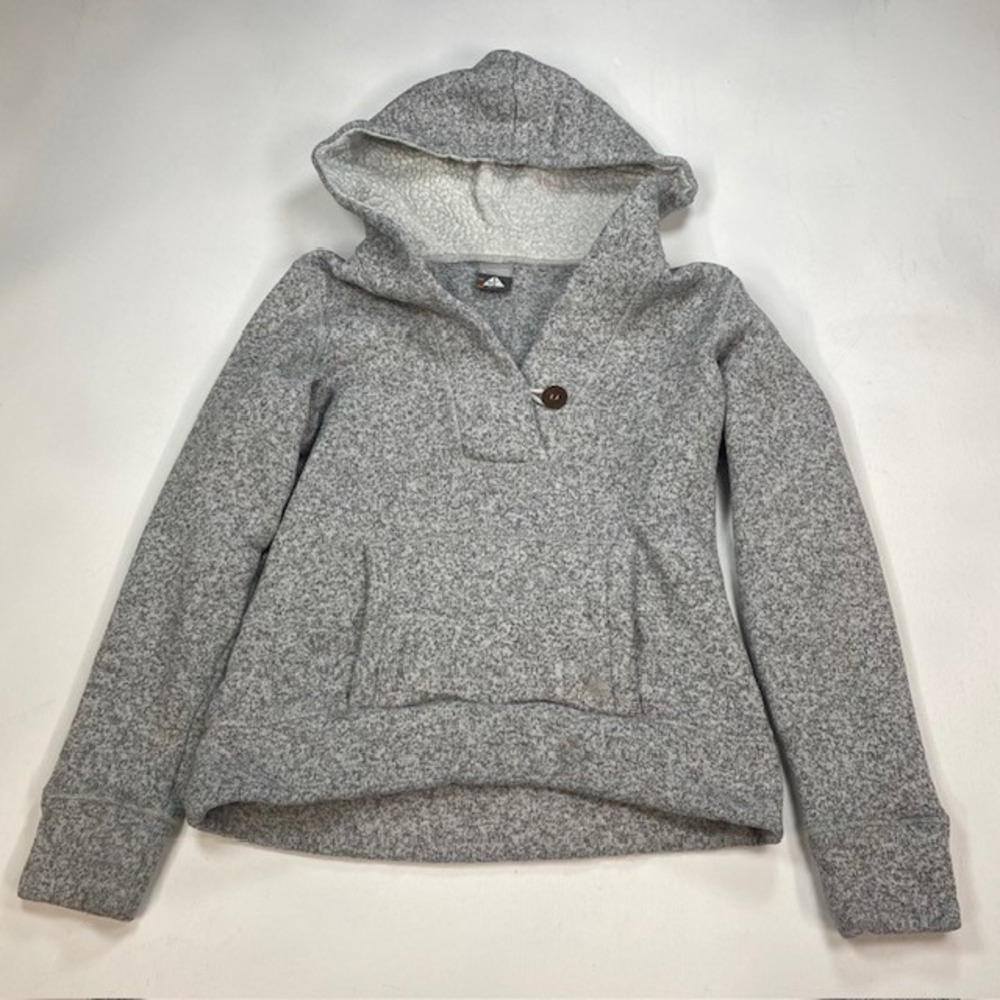 Nike ACG Womens Grey Marle Sweater Knit Sherpa Lined Pullover Hoodie Large
